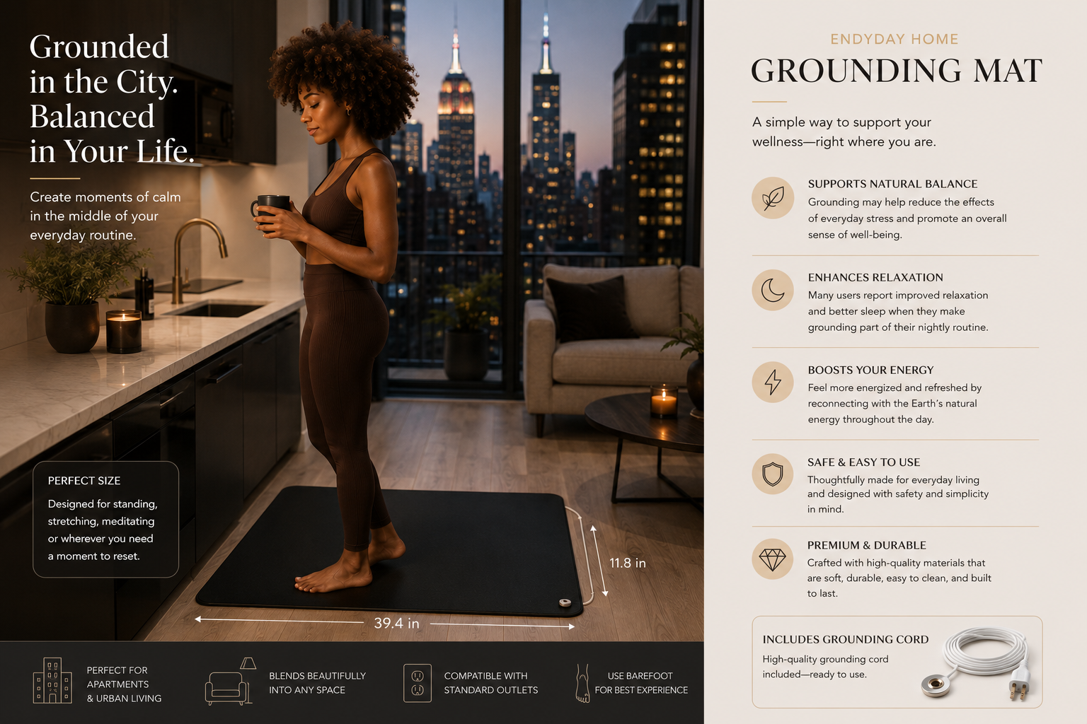 EndyDay Home™ Everyday Grounding Mat