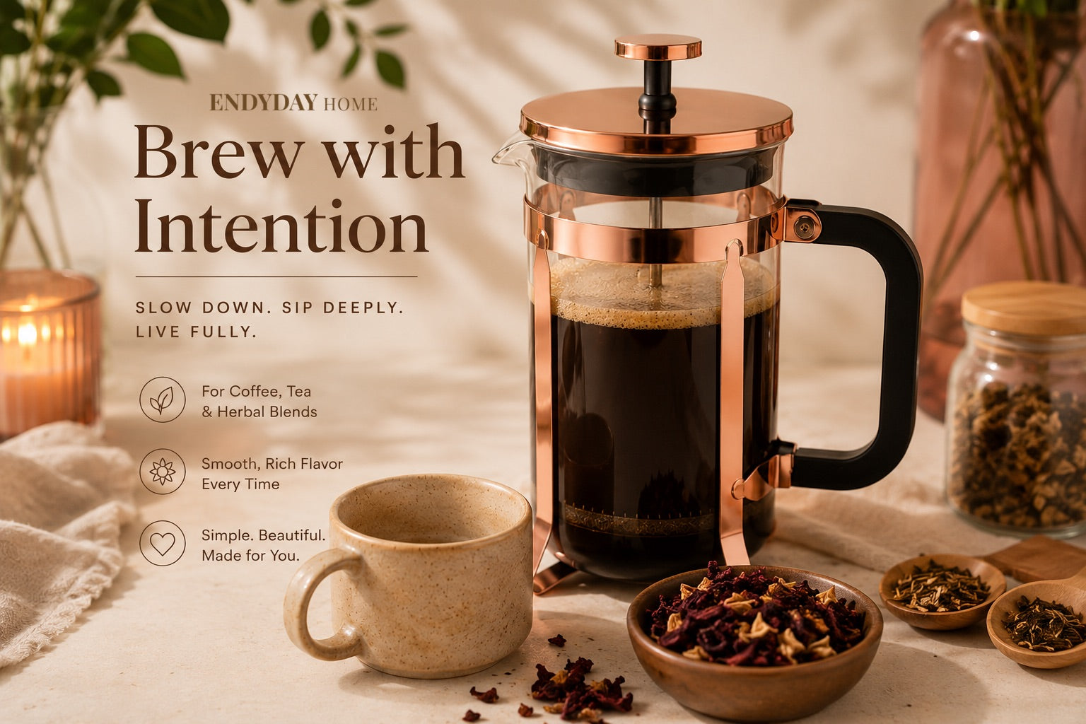 Rose Gold Stainless Steel Tea Press